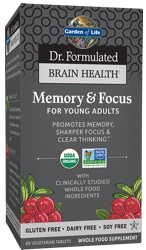 Garden of Life Dr Formulated Brain Health Memory and Focus for Young Adults  60 Tablets