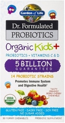 Garden of Life Dr Formulated Probiotics Organic Kids Plus 5 Billion Organic Berry Cherry Shelf Stable 30 Chewables